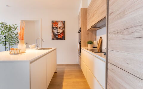 O'Sea 13.02 with Seaview: Flooring, Interior Design, Wood, Floor, Furniture, Wood Flooring, Cabinetry, Kitchen, Home, Countertop