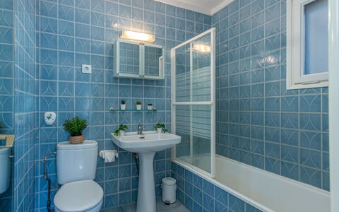 Mestral: Blue, Bathroom, Toilet Seat, Plumbing Fixture, Flooring, Toilet, Sink, Floor, Interior Design, Bathroom Sink