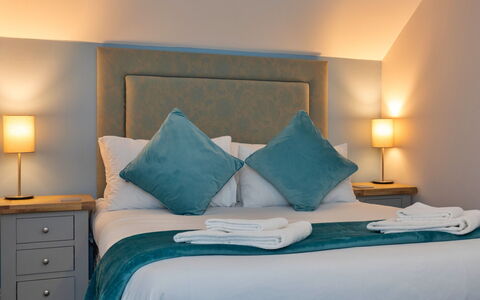 Farmhouse Cottage, Nether Burrows: Furniture, Interior Design, Bedroom, Bed, Floor, Ceiling, Textile, Room, Bed Sheet, Bedding
