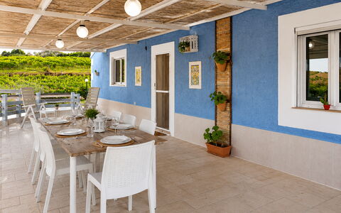 Villa le 2 Emme: Furniture, Table, Chair, Kitchen & Dining Room Table, Interior Design, Outdoor Furniture, Outdoor Table, Dining Room, Patio, Houseplant