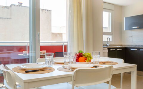 Benicarlo Center: Wood, Furniture, Chair, Sea, Apartment, Balcony, Ocean, Shade, Outdoor Furniture, Wood Stain