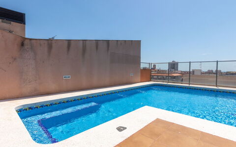 Benicarlo Center: Wood, Furniture, Chair, Sea, Apartment, Balcony, Ocean, Shade, Outdoor Furniture, Wood Stain