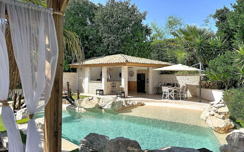 Villa le Lagon: Wood, Furniture, Chair, Sea, Apartment, Balcony, Ocean, Shade, Outdoor Furniture, Wood Stain