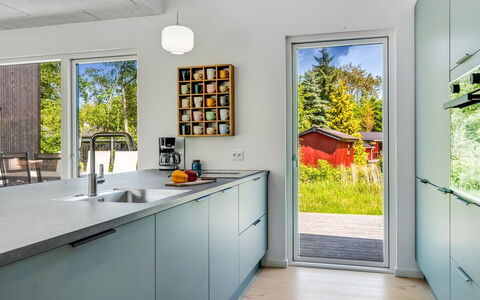 Adrian - 500M from the Sea: Kitchen, Countertop, Flooring, Kitchen Appliance, Interior Design, Floor, Home, Furniture, Major Appliance, Cabinetry