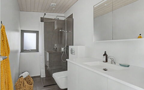 Sedine - 500M from the Sea: Flooring, Bathroom, Floor, Plumbing Fixture, Interior Design, Wall, Sink, Ceiling, Tap, Bathroom Cabinet