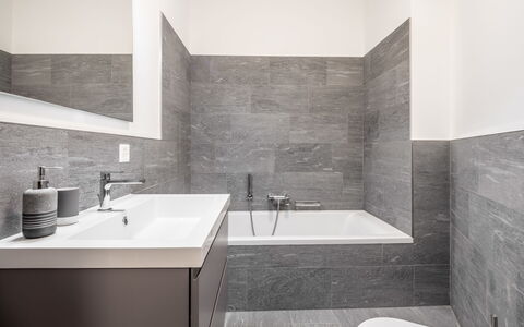 Cuolm Liung Apt. 52: Flooring, Wall, Plumbing Fixture, Floor, Bathroom, Interior Design, Tap, Tile, Sink, Plumbing