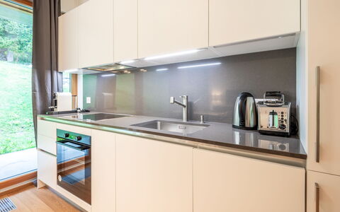 Cuolm Liung Apt. 52: Kitchen, Kitchen Appliance, Countertop, Interior Design, Major Appliance, Wood, Cabinetry, Flooring, Home Appliance, Kitchen Sink