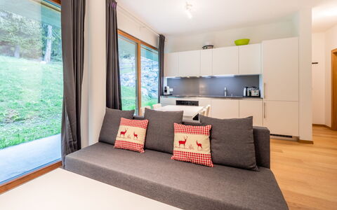 Cuolm Liung Apt. 52: Interior Design, Furniture, Flooring, Wood, Floor, Room, Couch, Living Room, Wood Flooring
