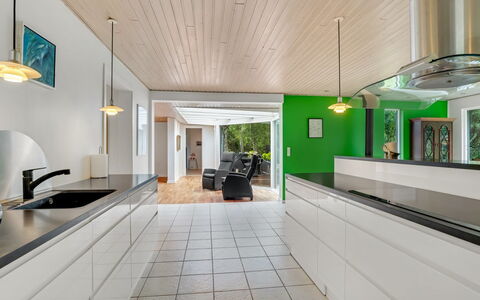 Floria - 500M from the Sea: Interior Design, Flooring, Kitchen, Ceiling, Floor, Countertop, Furniture, Light Fixture, Home, Cabinetry