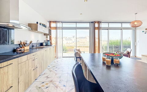 Sombreuil: Flooring, Furniture, Wood, Kitchen, Countertop, Floor, Interior Design, Cabinetry, Apartment, Wood Flooring