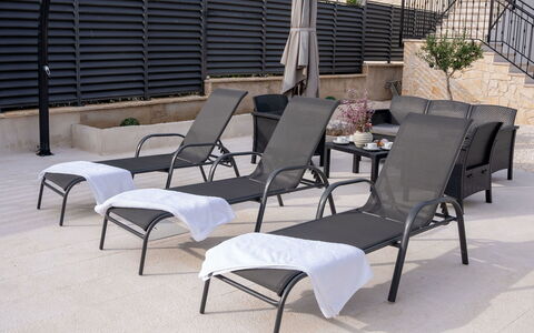 Lili: Furniture, Outdoor Furniture, Chair, Garden, Wood Stain, Lawn, Hardwood, Shade, Backyard