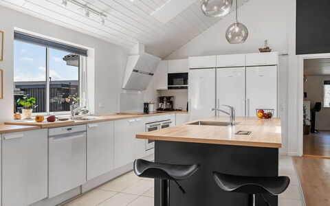 Ija - 1.3Km from the Sea: Countertop, Kitchen, Flooring, Interior Design, Furniture, Wood, Ceiling, Cabinetry, Floor, Light Fixture