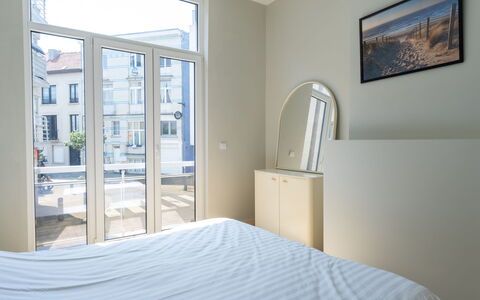 Villa Stil Genot with Terrace: Interior Design, Floor, Flooring, Room, Apartment, Bedroom, Door, Bed, Bedding