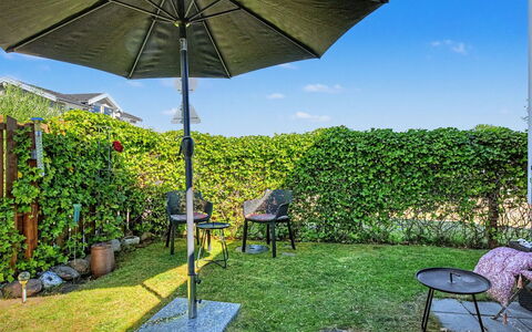 Evdokija - 50M from the Sea: Umbrella, Furniture, Outdoor Furniture, Garden, Shade, Outdoor Table, Chair, Lawn, Landscaping, Backyard