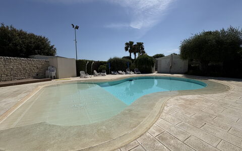 Villa Monaco: Swimming Pool, Composite Material, Concrete, Water Feature, Shade, Resort, Landscaping, Tile, Flagstone