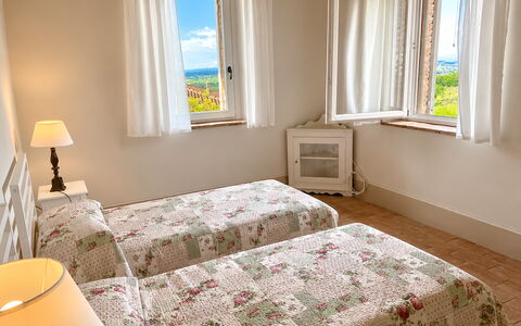 Il Casale al Colle: Furniture, Bedroom, Bed, Interior Design, Wood, Bed Sheet, Floor, Bedding, Textile, Linens
