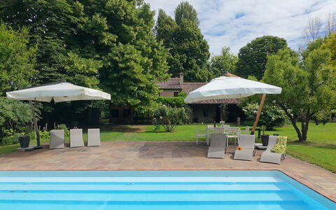 Villa Dorina: Swimming Pool, Resort, Shade, Outdoor Furniture, Estate, Leisure, Lawn, Backyard, Garden, Hacienda