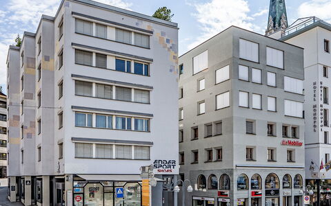 Chesa Enania: Apartment, Architecture, Residential Area, Condominium, Composite Material, Urban Design, Balcony, Mixed-Use, Shade