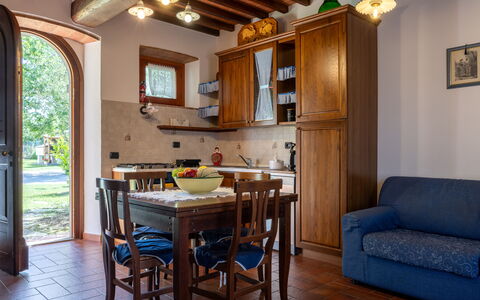 Il Cipresso, Casa Lucia, Cortona: Furniture, Wood, Interior Design, Flooring, Kitchen, Kitchen & Dining Room Table, Room, Cabinetry, Home, Countertop