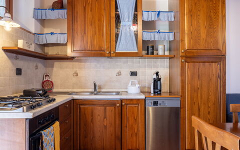 Il Cipresso, Casa Lucia, Cortona: Major Appliance, Wood, Kitchen, Cabinetry, Kitchen Appliance, Furniture, Countertop, Interior Design, Flooring, Cupboard