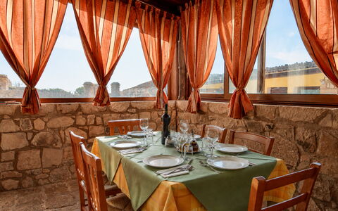 Antica Cascina 191: Furniture, Interior Design, Linens, Brown, Ceiling, Room, Wood Stain, Chair, Window Treatment, Curtain