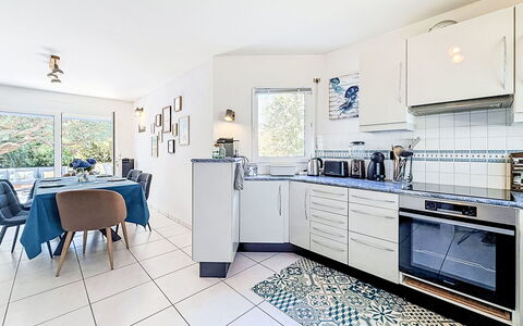 Armorique: Furniture, Flooring, Interior Design, Floor, Kitchen, Ceiling, Countertop, Room, Major Appliance, Kitchen Appliance