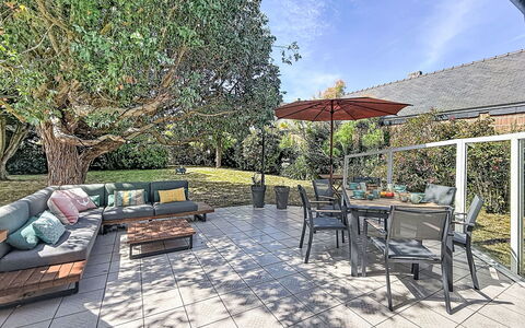 Armorique: Furniture, Outdoor Furniture, Chair, Table, Outdoor Table, Garden, Shade, Flagstone, Kitchen & Dining Room Table