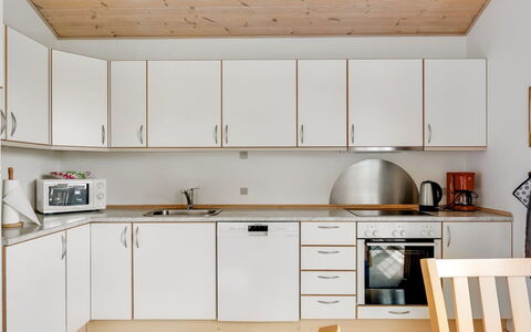 Askatla - 50M to the Fjord: Kitchen, Countertop, Flooring, Furniture, Wood, Kitchen Appliance, Interior Design, Ceiling, Cabinetry, Floor