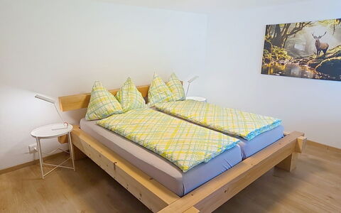 Ferienwohnung Enzian: Wood, Interior Design, Flooring, Furniture, Bedroom, Hardwood, Wood Stain, Bed, Wood Flooring, Bed Frame