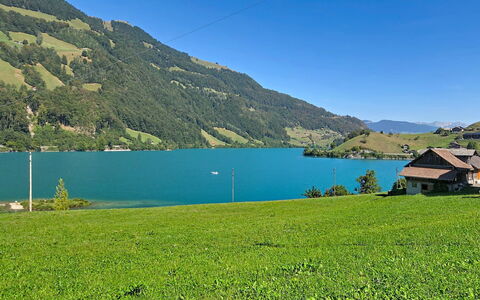 Ferienwohnung Enzian: Water Resources, Body Of Water, Green, Mountainous Landforms, Natural Landscape, Hill, Highland, Mountain, Grassland, Landscape