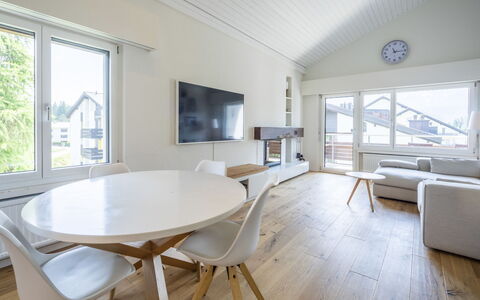 Casa Curnera 8: Interior Design, Flooring, Floor, Furniture, Wood, Ceiling, Wood Flooring, Living Room, Couch, Lighting