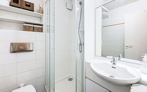 Les Terrasses du Port: Interior Design, Floor, Flooring, Plumbing Fixture, Bathroom, Room, Sink, Bathroom Sink, Plumbing, Ceiling