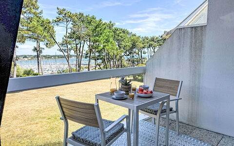 Les Terrasses du Port: Outdoor Furniture, Shade, Chair, Balcony, Deck, Eco Hotel, Boardwalk, Handrail, Walkway, Fence