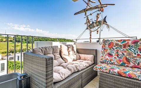 Alturan: Furniture, Kitchen & Dining Room Table, Chair, Floor, Sea, Balcony, Ocean, Resort, Eco Hotel, Dining Room