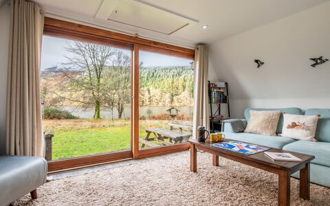 Loch Oich View (Lodge 6): Furniture, Kitchen & Dining Room Table, Chair, Floor, Sea, Balcony, Ocean, Resort, Eco Hotel, Dining Room