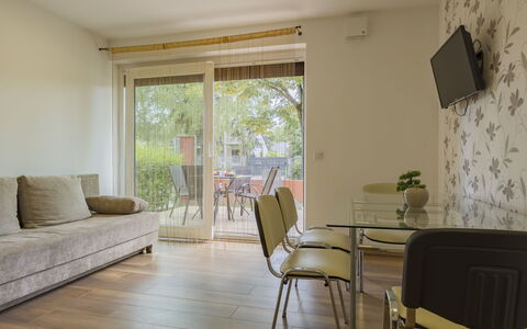 Patti 1: Furniture, Kitchen & Dining Room Table, Chair, Floor, Sea, Balcony, Ocean, Resort, Eco Hotel, Dining Room