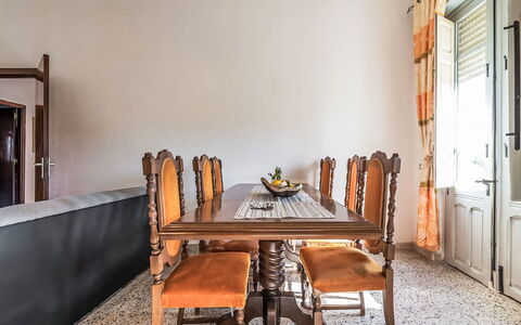 Villetta Luisa: Furniture, Kitchen & Dining Room Table, Chair, Floor, Sea, Balcony, Ocean, Resort, Eco Hotel, Dining Room