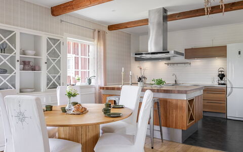 Onsjö: Furniture, Kitchen & Dining Room Table, Chair, Floor, Sea, Balcony, Ocean, Resort, Eco Hotel, Dining Room