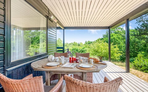 Tabetha - 800M from the Sea: Furniture, Wood, Interior Design, Porch, Ceiling, Flooring, Table, Chair, Floor, Home