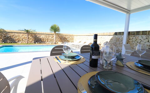 Villa Ginevra Luxury Otranto: Swimming Pool, Furniture, Outdoor Furniture, Resort, Composite Material, Shade, Chair, Eco Hotel, Hotel, Outdoor Table