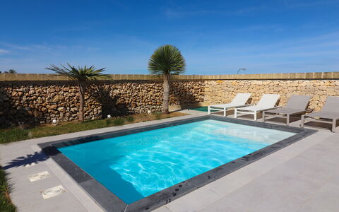 Villa Ginevra Luxury Otranto: Blue, Swimming Pool, Flooring, Floor, Composite Material, Resort, Outdoor Furniture, Tile, Concrete, Design