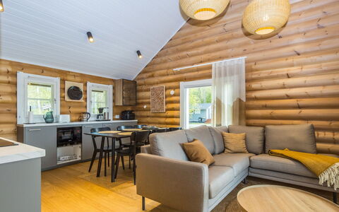 Villa Praava B: Wood, Flooring, Interior Design, Ceiling, Furniture, Floor, Home, Hardwood, Living Room, Wood Stain