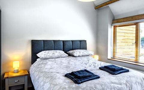 The Old Piggery at Rusty Lane Farm: Bed, Bedding, Bedroom, Bed Sheet, Furniture, Interior Design, Linens, Wood, Floor, Home