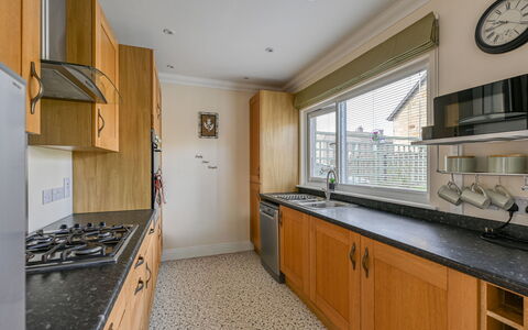 Thistle Cottage: Kitchen, Countertop, Cabinetry, Interior Design, Flooring, Kitchen Appliance, Major Appliance, Wood, Floor, Ceiling