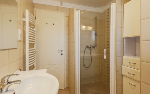 Patti: Flooring, Floor, Plumbing Fixture, Interior Design, Wood, Bathroom, Room, Bathroom Sink, Plumbing, Sink