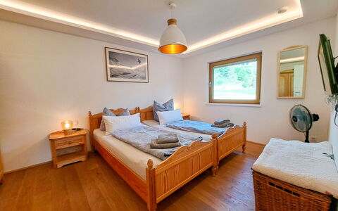 Achenkirch 622: Wood, Interior Design, Furniture, Bed, Floor, Bedroom, Flooring, Home, Room, Ceiling
