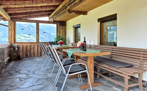 Ferienhaus Dinkl: Furniture, Wood, Table, Porch, Chair, Hardwood, Wood Stain, Outdoor Furniture, Mountain Range, Plank