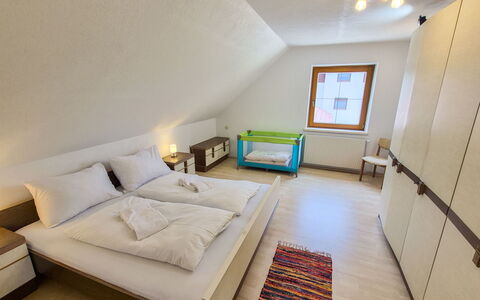 Haus Valentin: Interior Design, Bedroom, Flooring, Floor, Bed, Wood, Ceiling, Room, Furniture, Bed Sheet