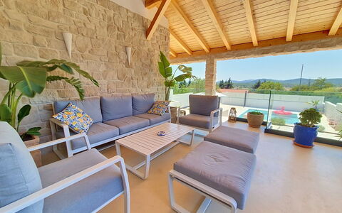 Villa Mm Stankovci: Interior Design, Furniture, Wood, Flooring, Ceiling, Floor, Room, Lighting, Apartment, Table