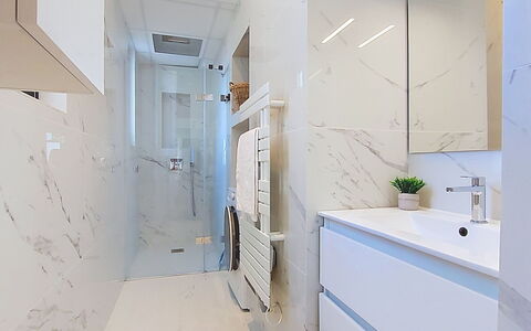 Le Grand Hotel: Flooring, Floor, Interior Design, Plumbing Fixture, Ceiling, Bathroom, Plumbing, Tile, Mirror, Bathroom Cabinet